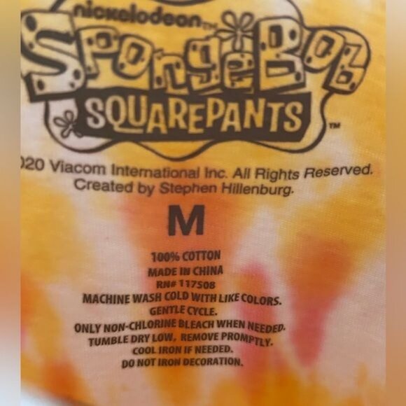 SpongeBob SquarePants Tie Dye Cropped T-Shirt Sz Medium - Picture 6 of 12